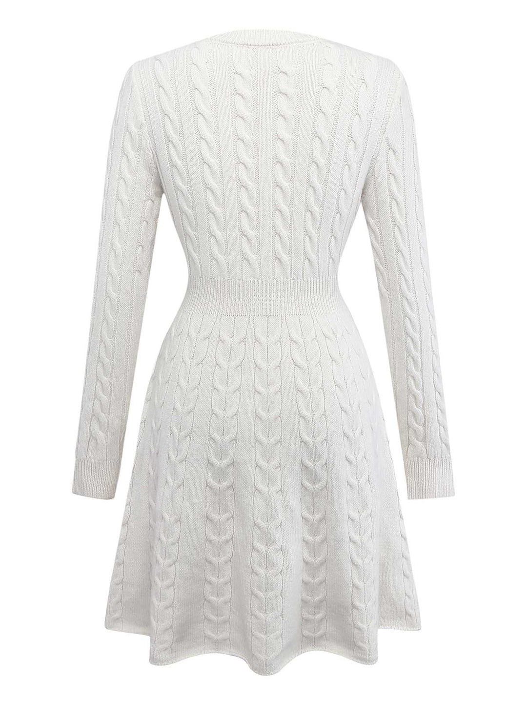 White 1970s Bow Decor Knit Sweater Dress - vintage dress, retro fashion, pure white