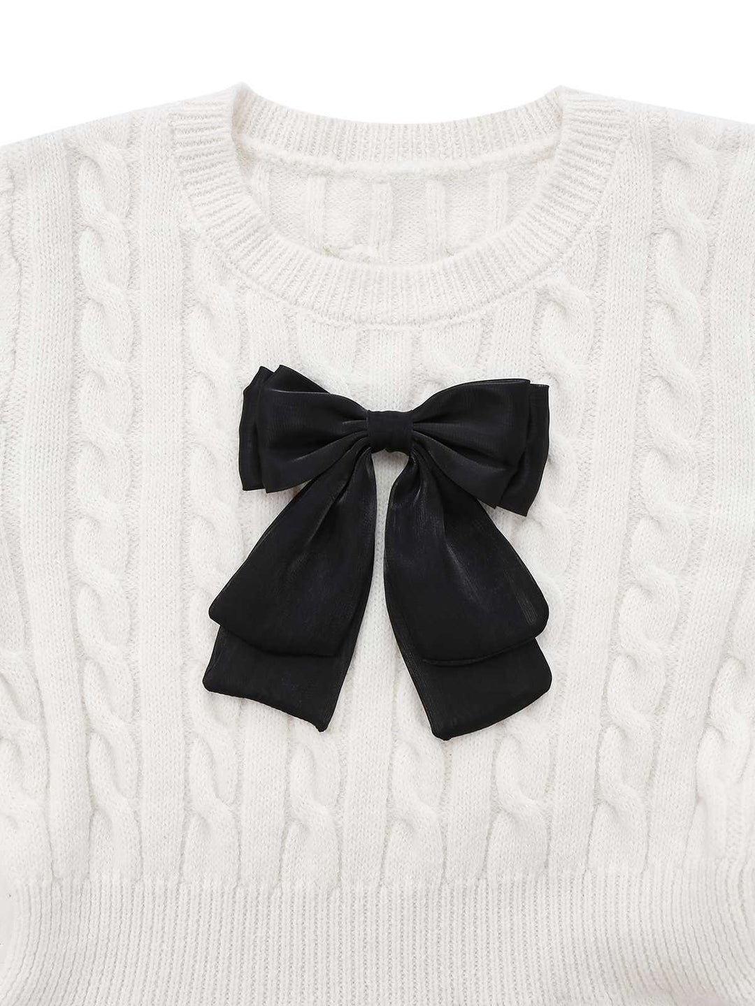 White 1970s Bow Decor Knit Sweater Dress - vintage dress, retro fashion, pure white