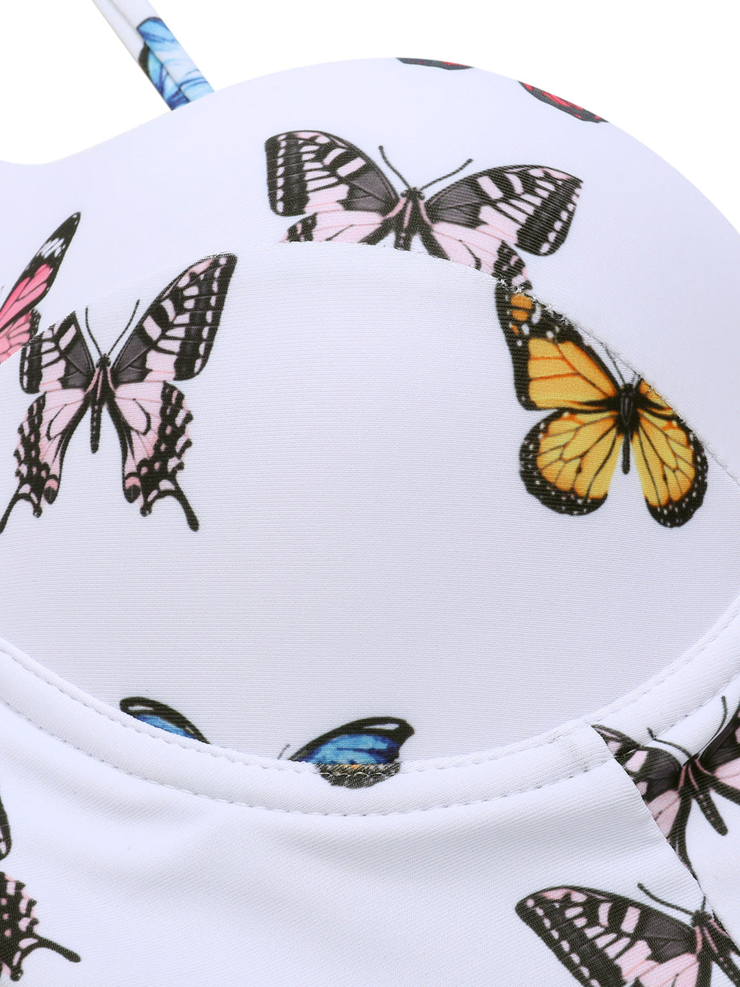 White 1970s Butterfly Strap One-Piece Swimsuit, vintage swimsuit, pin-up swimwear - perfect for women who love vintage and retro fashion