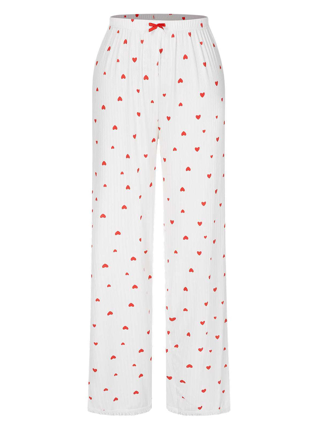 White Curled Heart Bow Long Sleeve Pajamas — vintage charm for her modern wardrobe