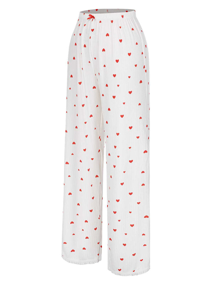 White Curled Heart Bow Long Sleeve Pajamas: timeless elegance she makes her own