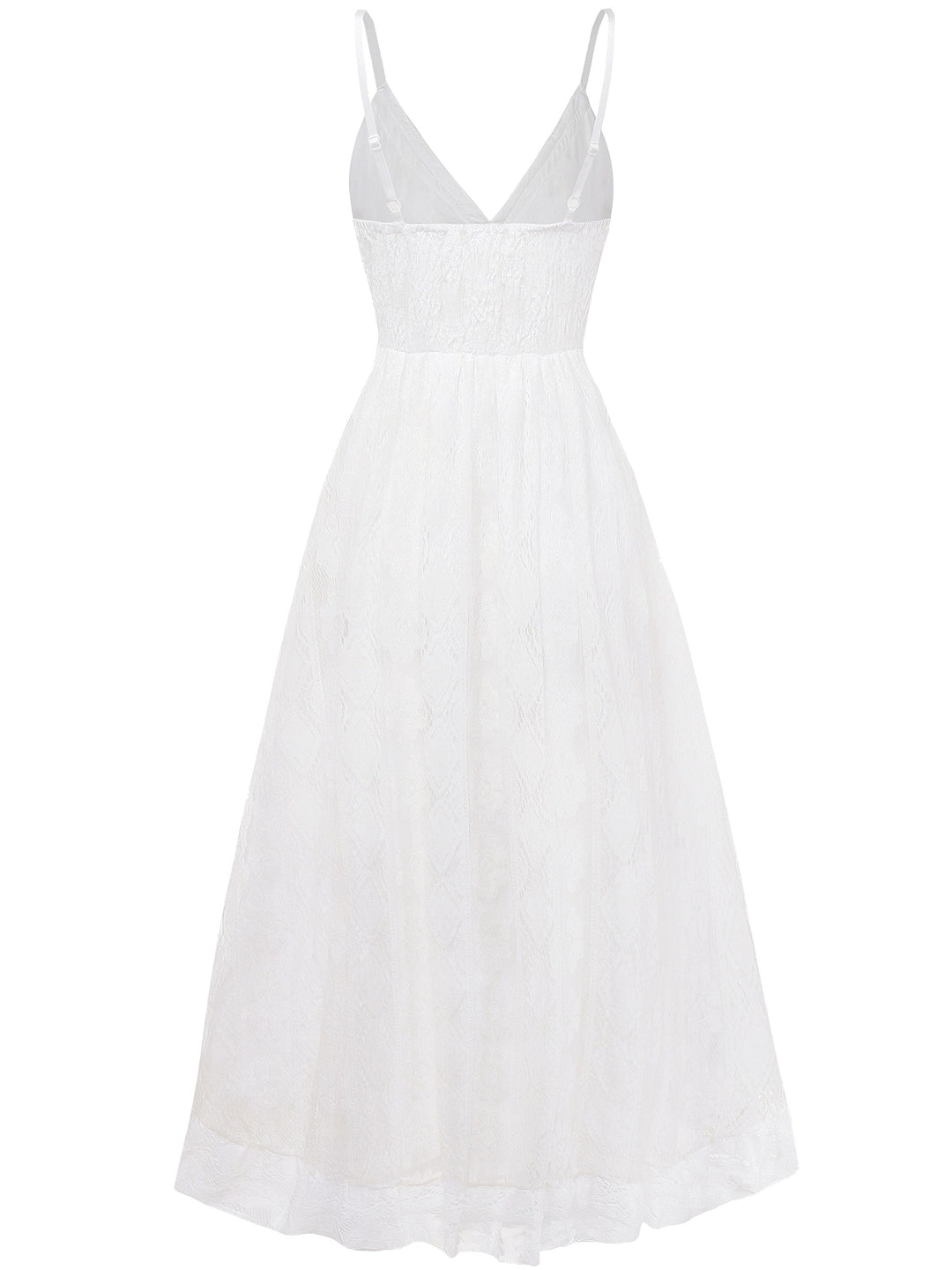 White 1970s V-Neck Boho Lace Maxi Dress - vintage dress, retro fashion, pure white