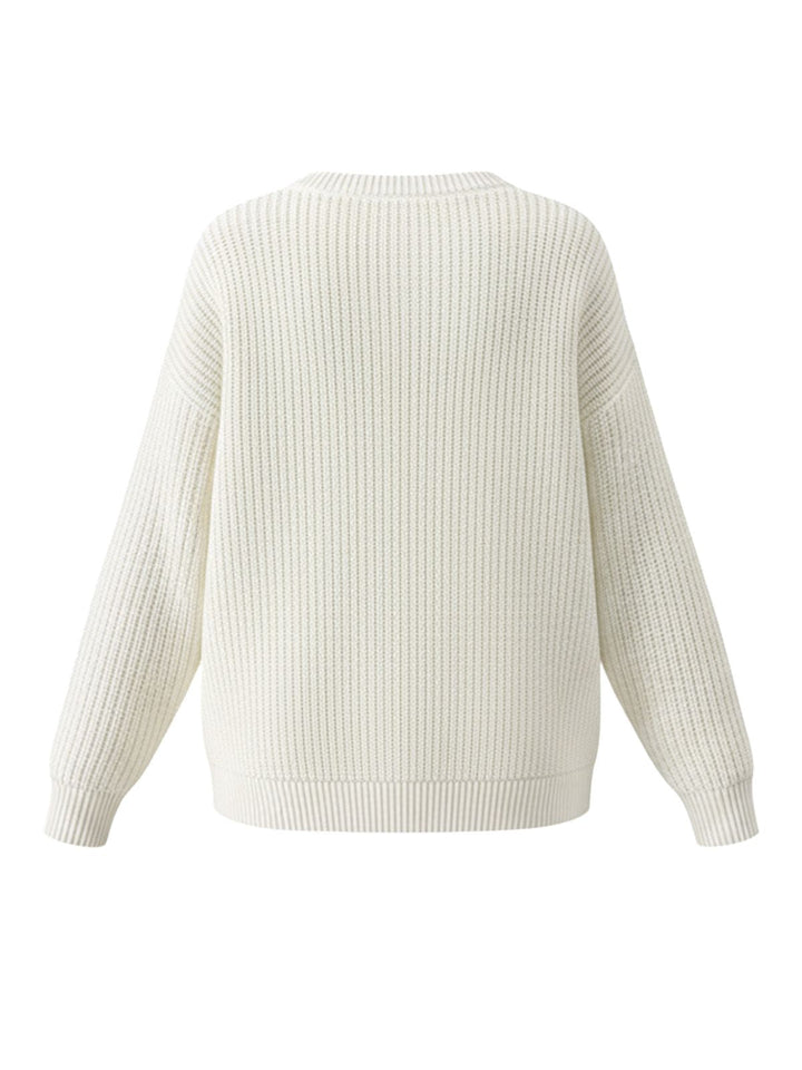 White 1980s Christmas Plaid Bow Round Neck Sweater - vintage fashion, style, pure white