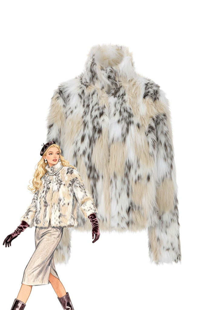 White 1980s Leopard Print Faux Fur Jacket - vintage fashion, style, pure white