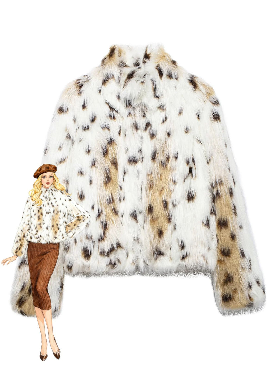 White 1980s Reindeer Print Faux Fur Jacket - vintage fashion, style, pure white
