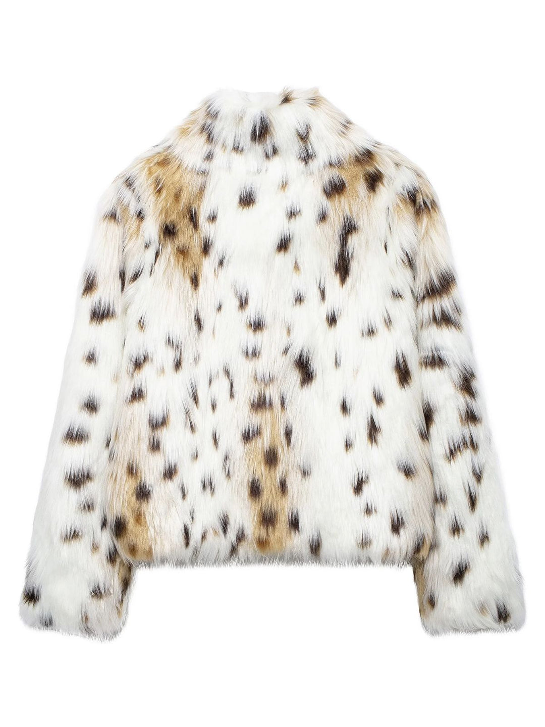 White 1980s Reindeer Print Faux Fur Jacket - vintage fashion, style, pure white
