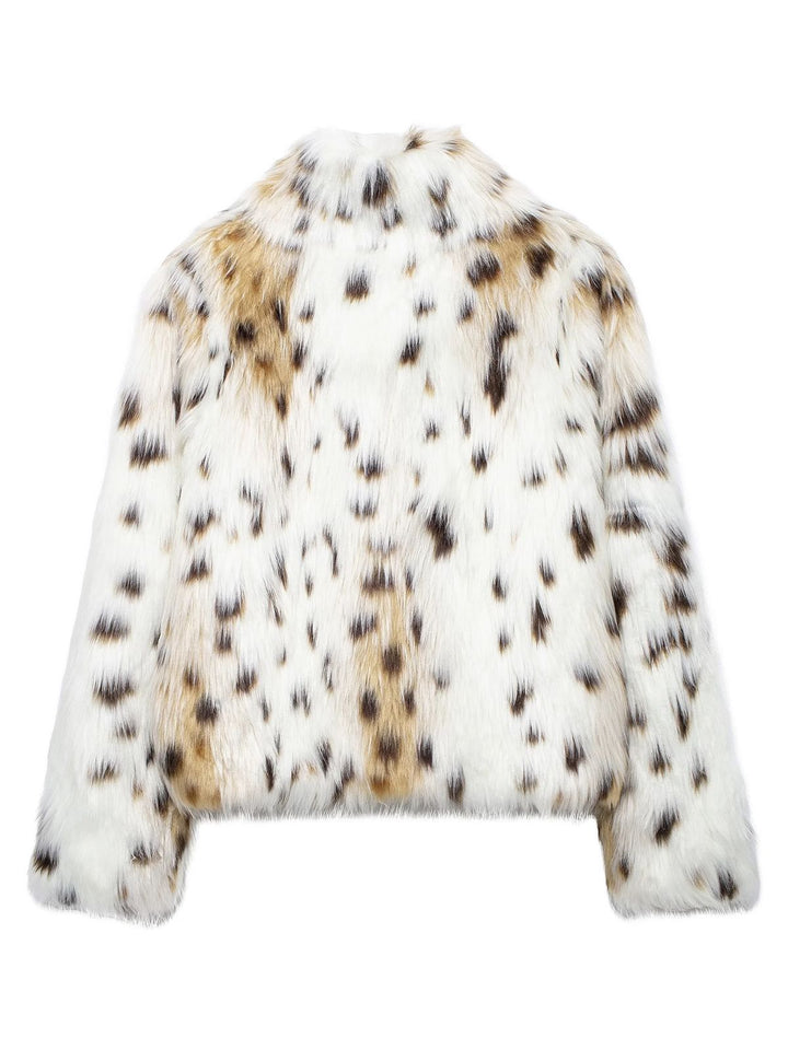 White 1980s Reindeer Print Faux Fur Jacket - vintage fashion, style, pure white