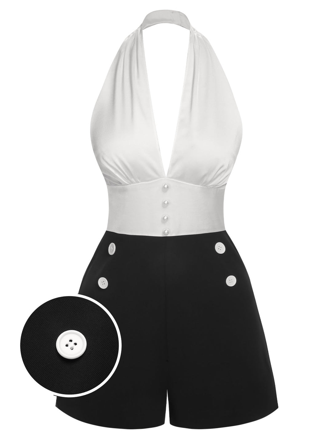 1950s DeepV Halter Romper | 1950s | vintage romper, retro jumpsuit