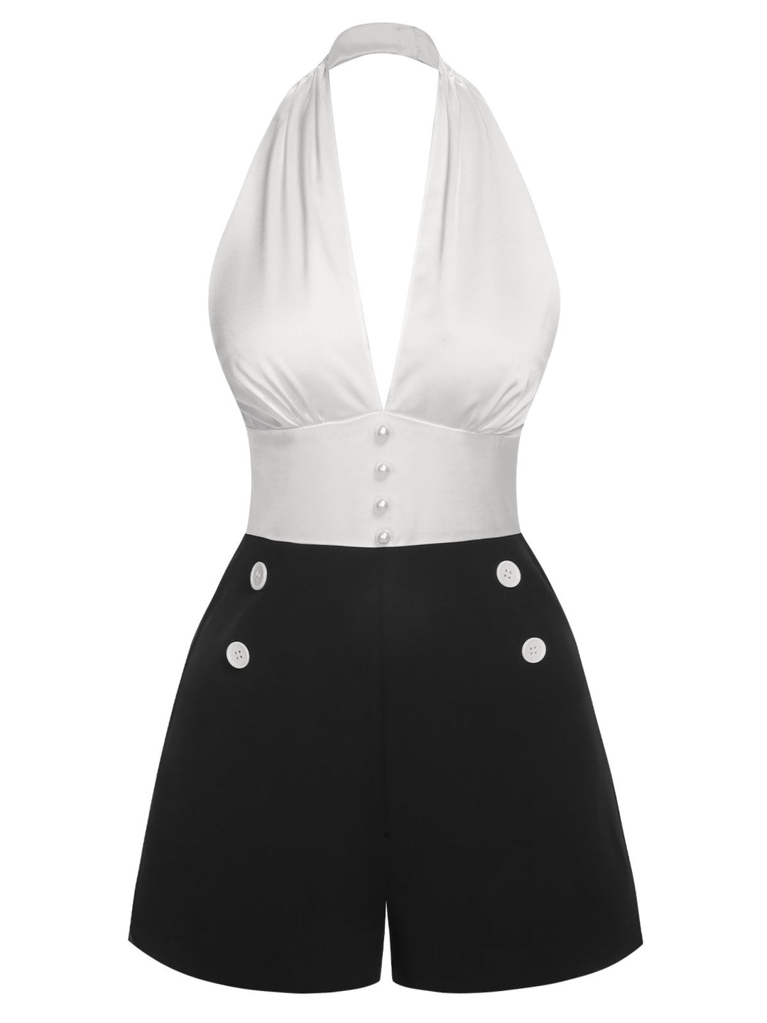 1950s DeepV Halter Romper | 1950s | vintage romper, retro jumpsuit