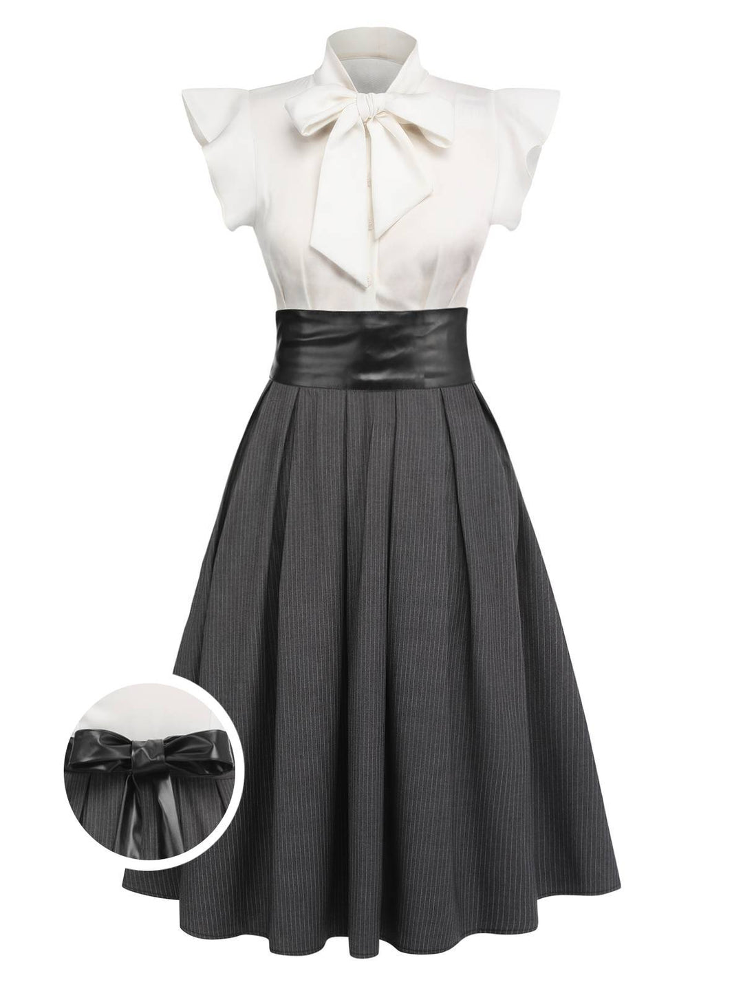 White &amp; Gray 1950s Lace-Up Swing Dress: timeless style reimagined