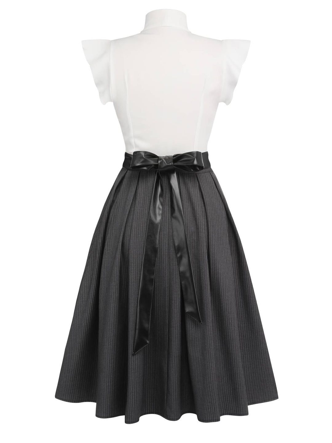 White &amp; Gray 1950s Lace-Up Swing Dress, vintage dress, retro fashion, rockabilly, pin-up fashion - perfect for women who love vintage and retro fashion