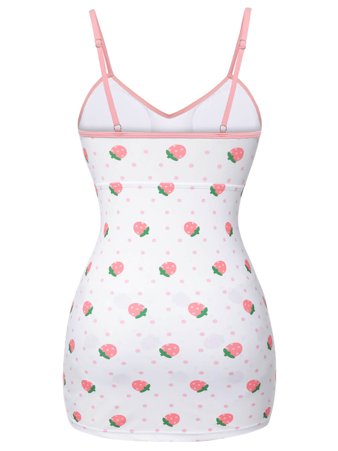 White &amp; Pink 1950s Strawberry Pleated Swimsuit, vintage swimsuit, pin-up swimwear - perfect for women who love vintage and retro fashion