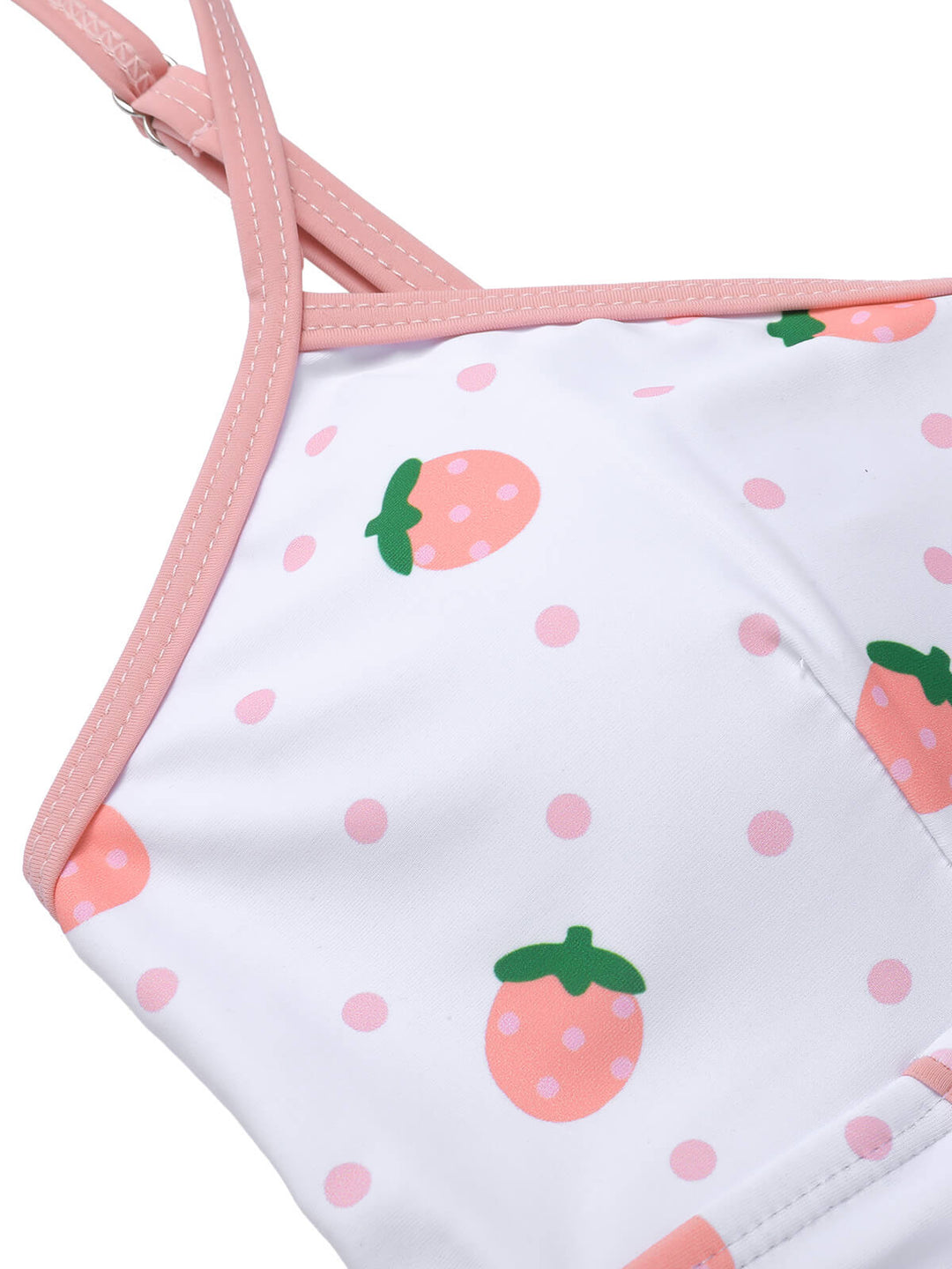 White &amp; Pink 1950s Strawberry Pleated Swimsuit, vintage swimsuit, pin-up swimwear - perfect for women who love vintage and retro fashion