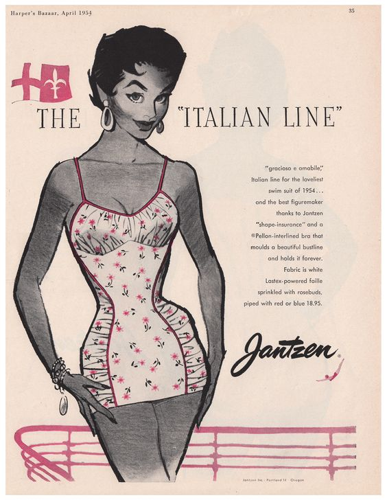 White &amp; Pink 1950s Strawberry Pleated Swimsuit, vintage swimsuit, pin-up swimwear - perfect for women who love vintage and retro fashion