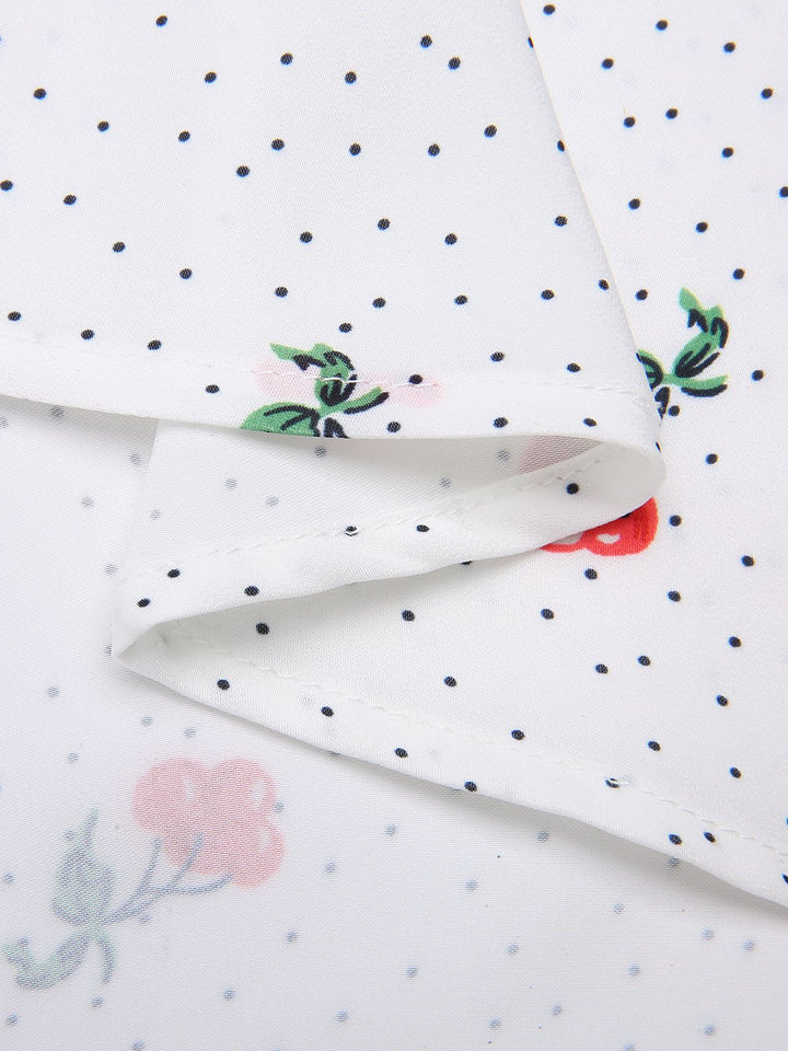 White Satin-faux Cherry Polka Dot Dress, vintage dress, retro fashion - perfect for women who love vintage and retro fashion