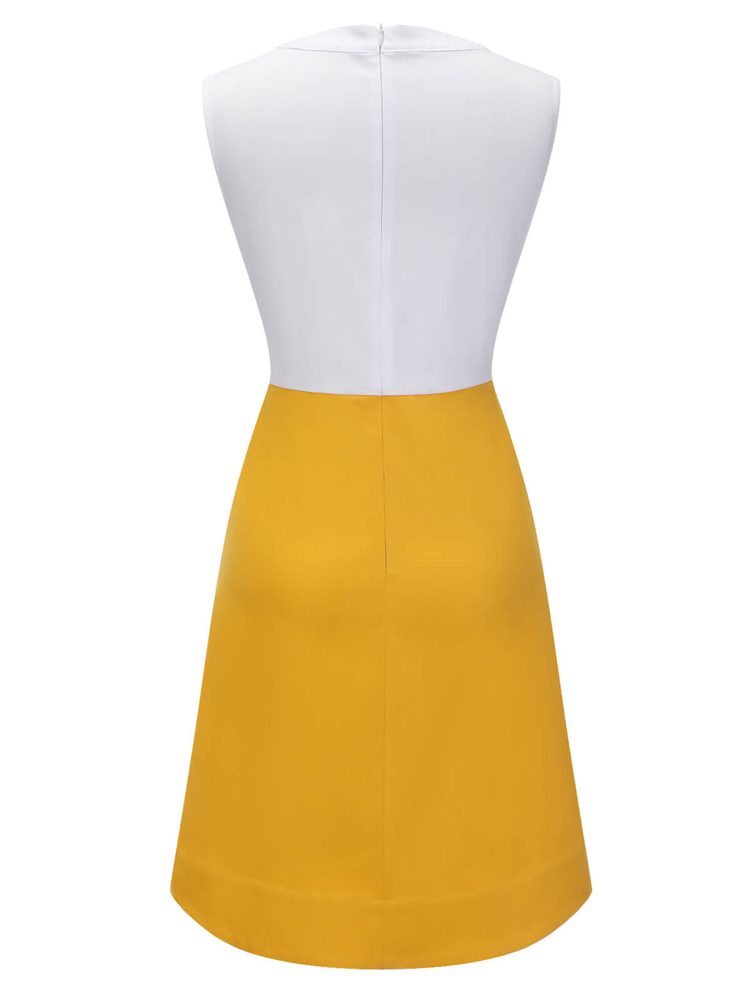 White &amp; Yellow 1960s Bowknot Patchwork Dress, vintage dress, retro fashion - perfect for women who love vintage and retro fashion