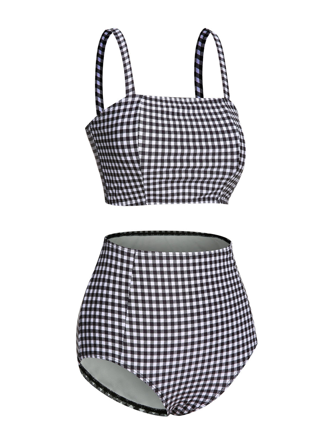 White&amp;Black 1940s Plaid Suspenders Swimsuit: timeless style reimagined