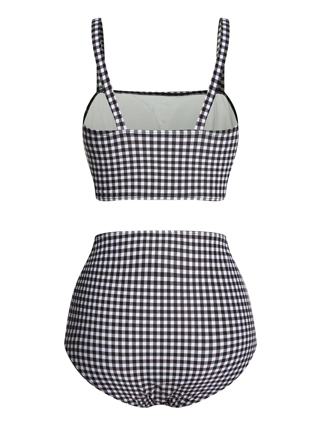 White&amp;Black 1940s Plaid Suspenders Swimsuit — vintage elegance for the modern woman