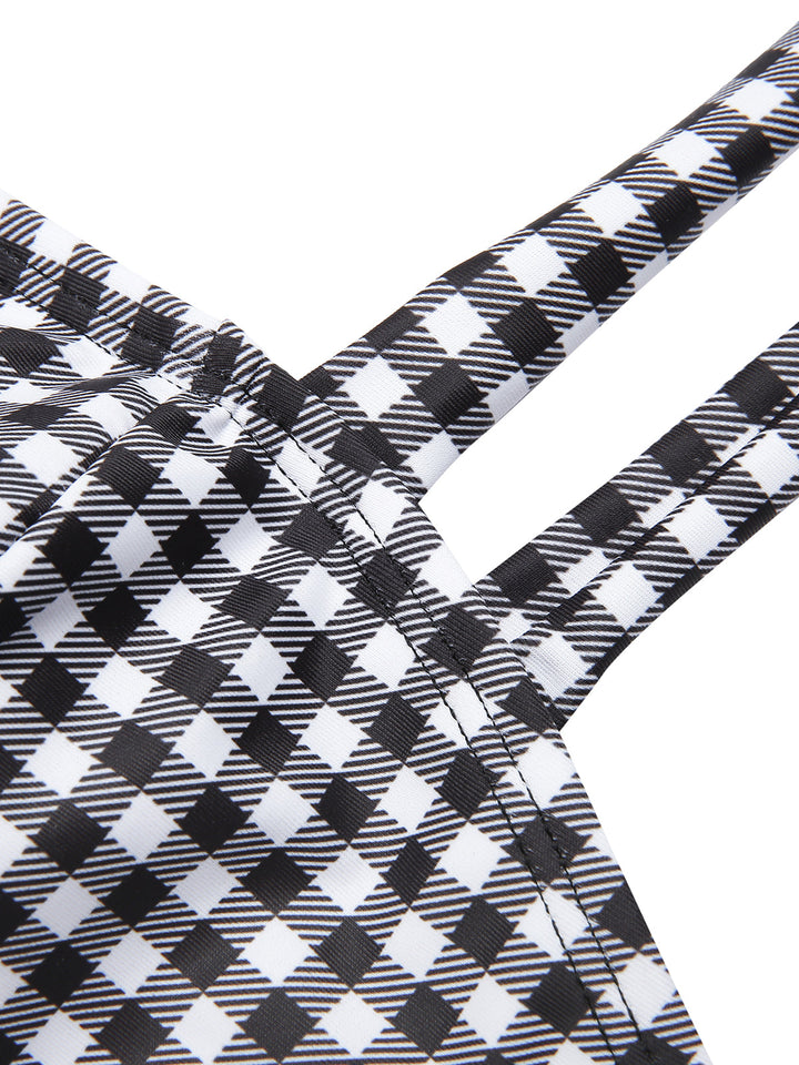White&amp;Black 1940s Plaid Suspenders Swimsuit: timeless style reimagined
