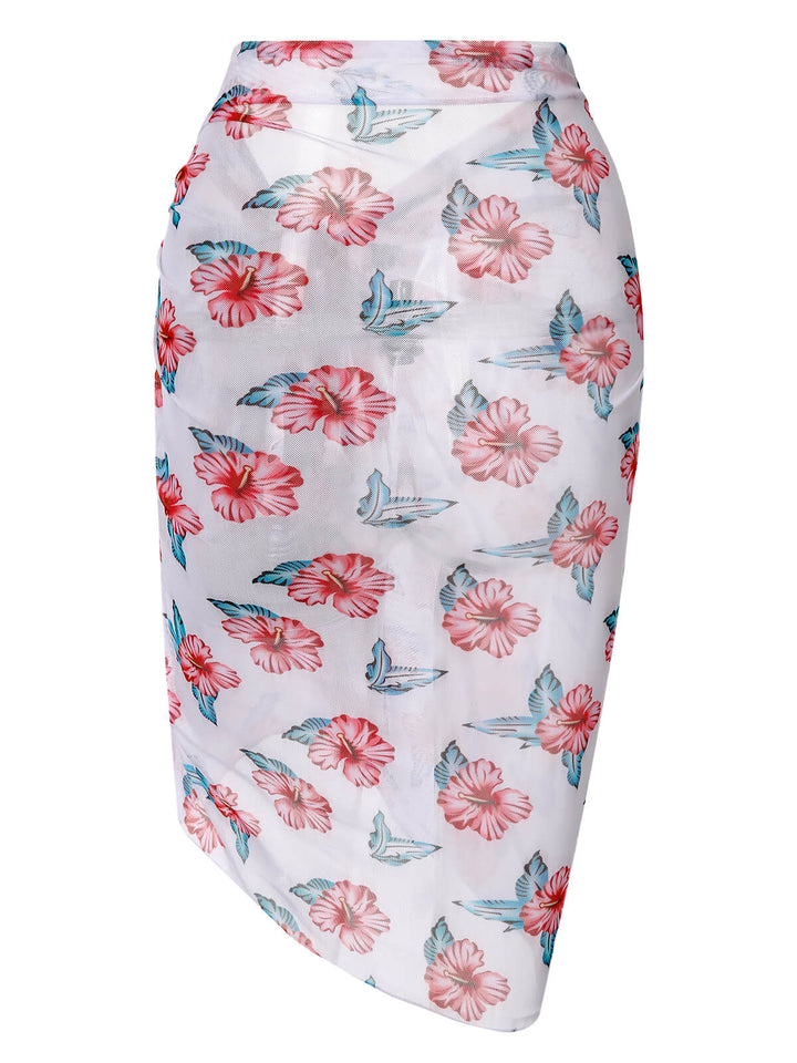 Wine Red 1930s Floral Bikini Set &amp; Cover-Up — 1930s poolside glamour meets sun-drenched confidence