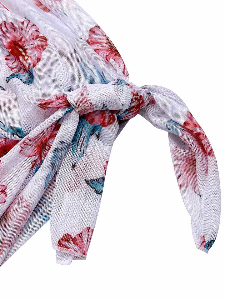 [Plus Size] Wine Red 1930s Floral Bikini Set &amp; Cover-Up, vintage swimsuit, pin-up swimwear - perfect for women who love vintage and retro fashion