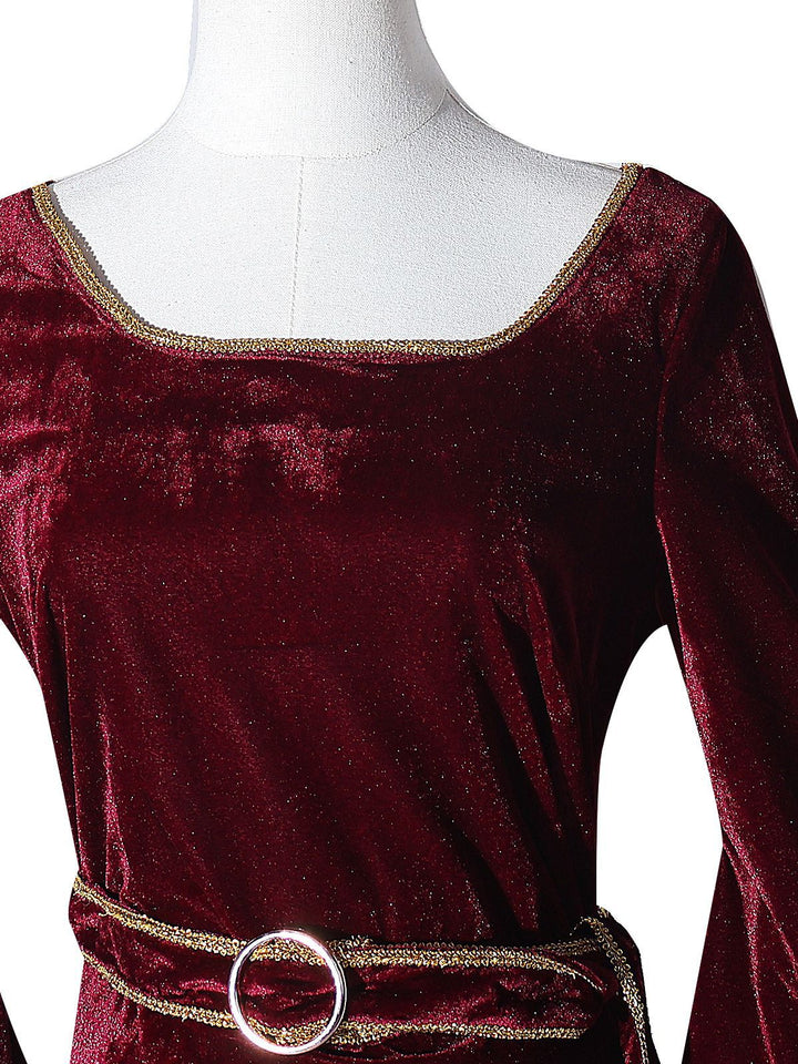 Wine Red 1930s Tangled Mother Gothel Velvet Dress - vintage dress, retro fashion, elegant red