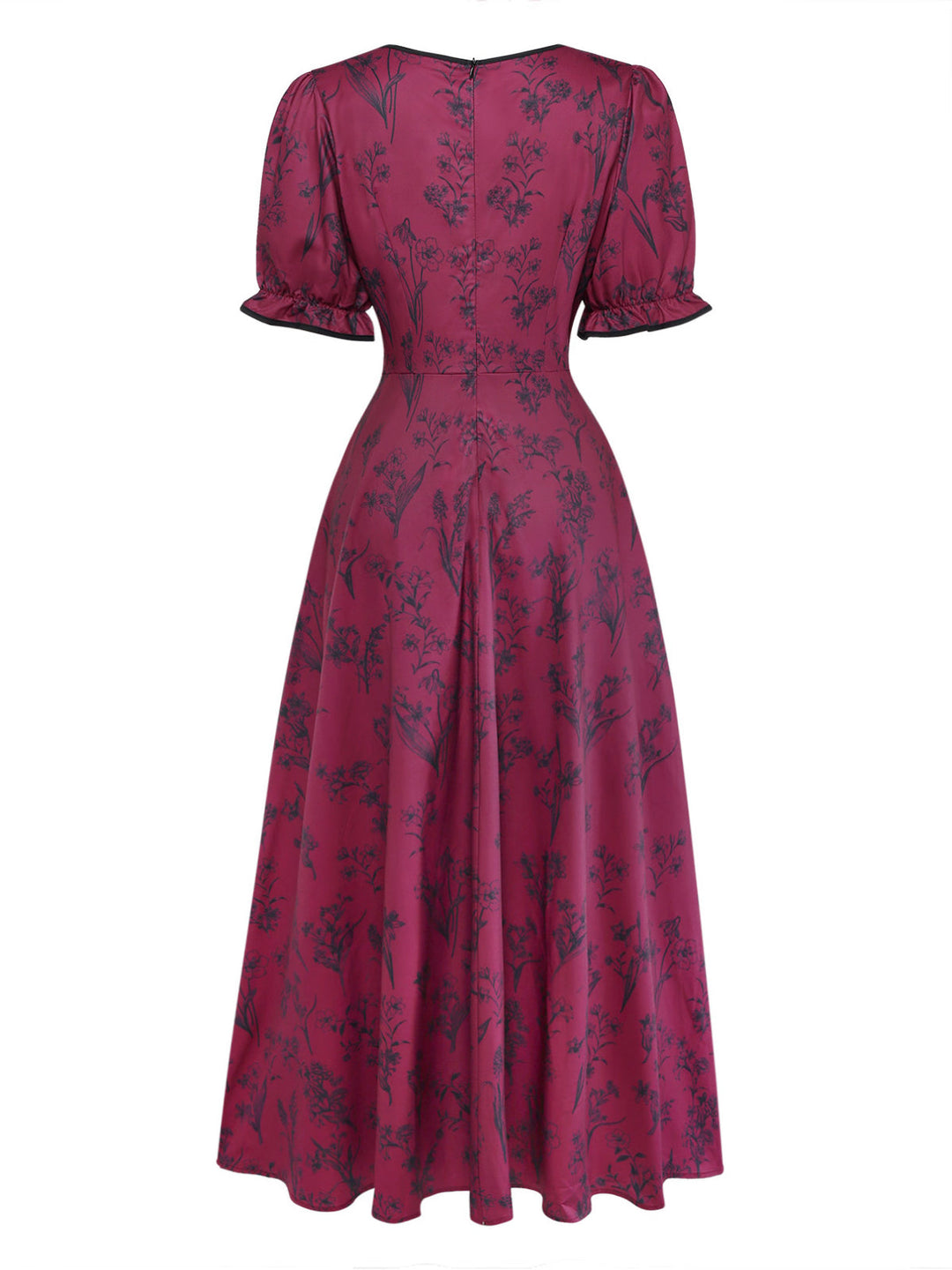 Wine Red 1940s Vintage Retro Dress 2