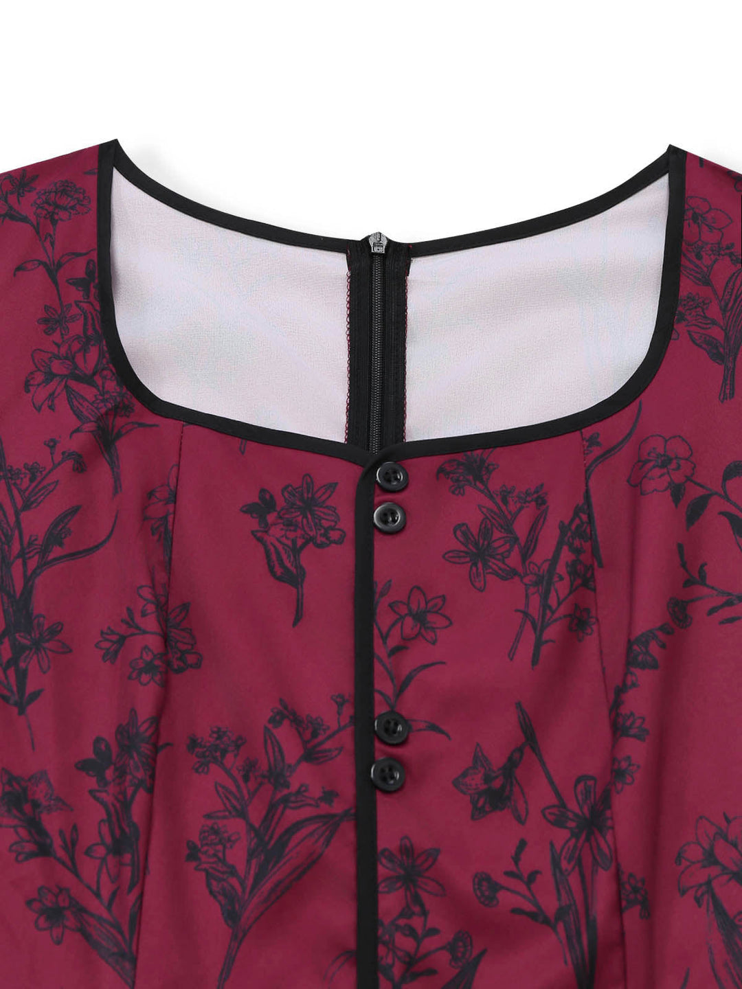 Wine Red 1940s Vintage Retro Dress 4