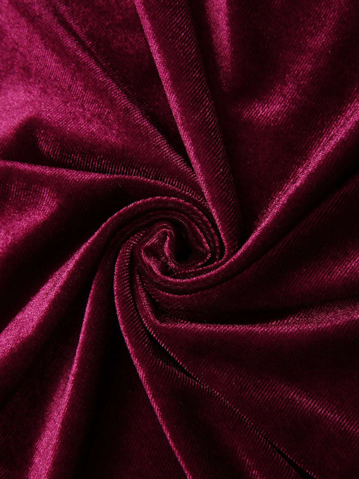 Wine Red 1940s Lace Trim Velvet Dress, vintage dress, retro fashion, lace detail - perfect for women who love vintage and retro fashion
