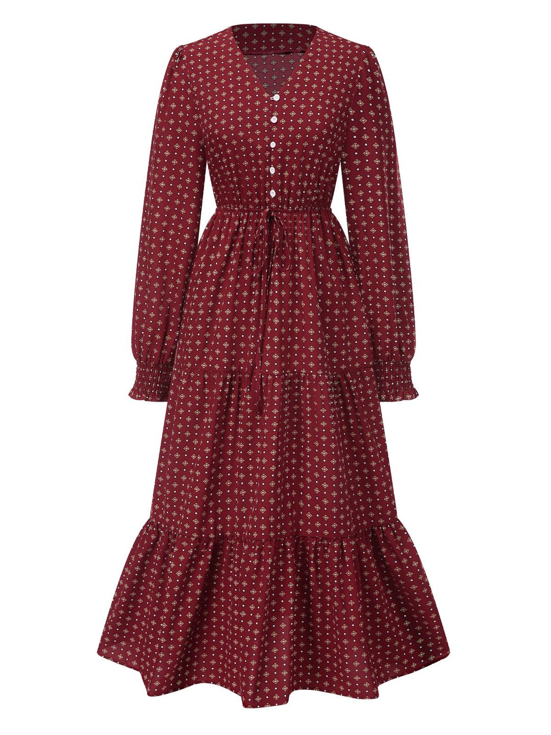 1940s Ruffled Long Sleeve Printed | 1940s | vintage dress, retro fashion