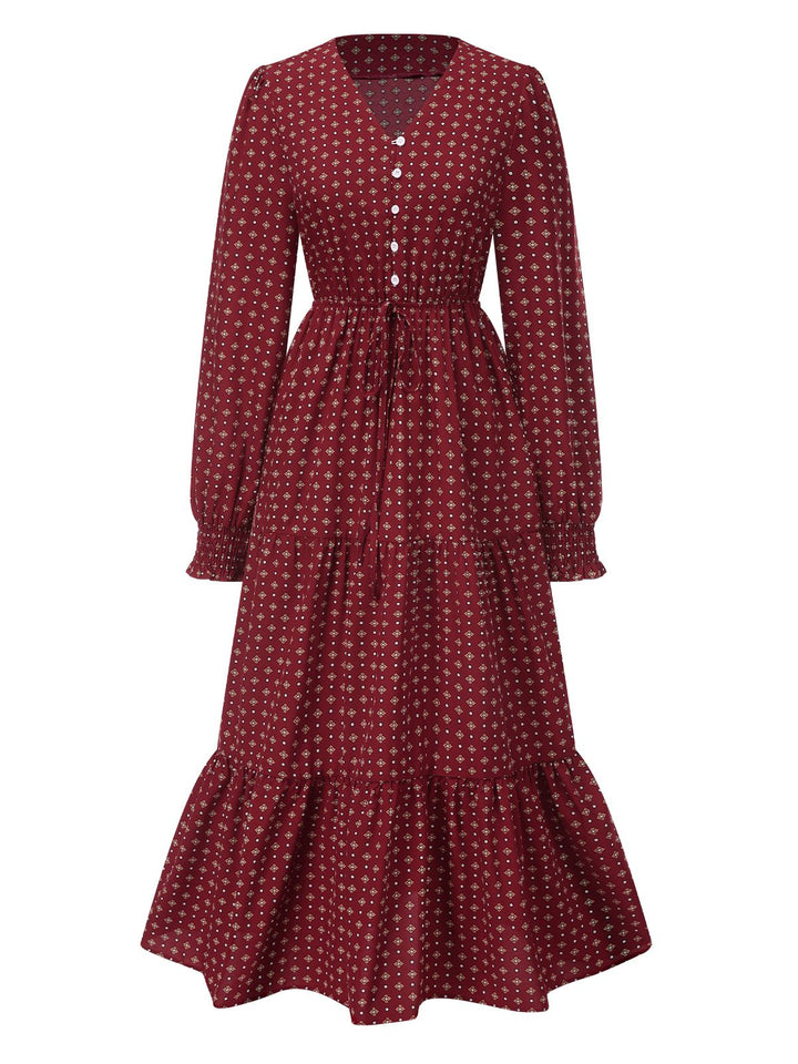 1940s Ruffled Long Sleeve Printed | 1940s | vintage dress, retro fashion