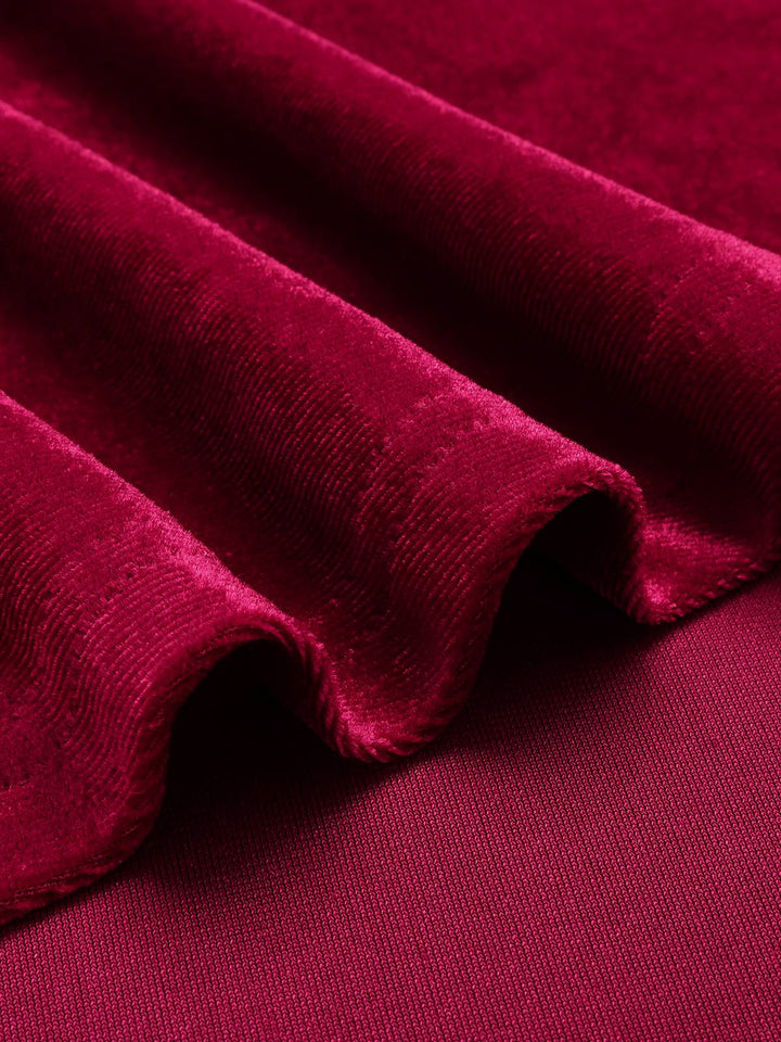 Wine Red 1940s Solid Velvet Puff Dress, vintage dress, retro fashion - perfect for women who love vintage and retro fashion