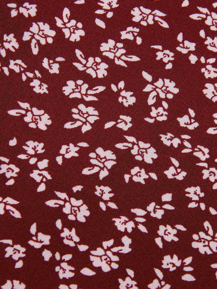 [Pre-Sale] Wine Red 1940s V-Neck Ditsy Floral Dress, vintage dress, retro fashion, floral print - perfect for women who love vintage and retro fashion