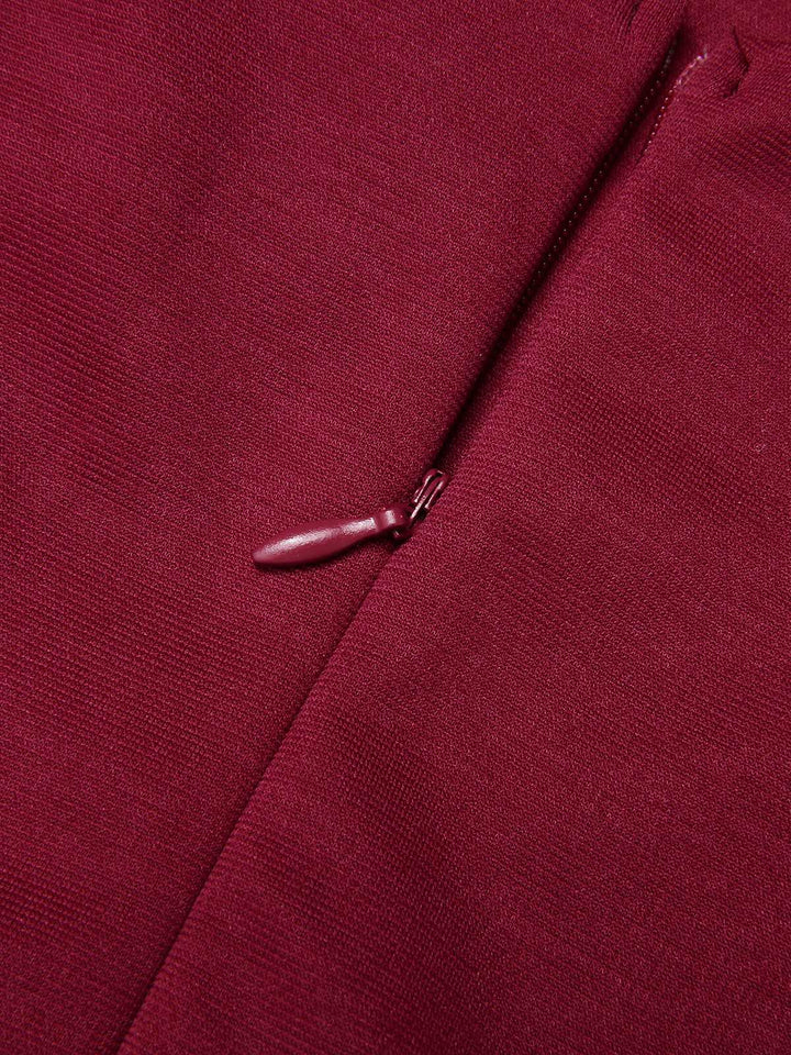 Wine Red 1950s Butterfly Lapel Mesh Dress — vintage elegance for the modern woman