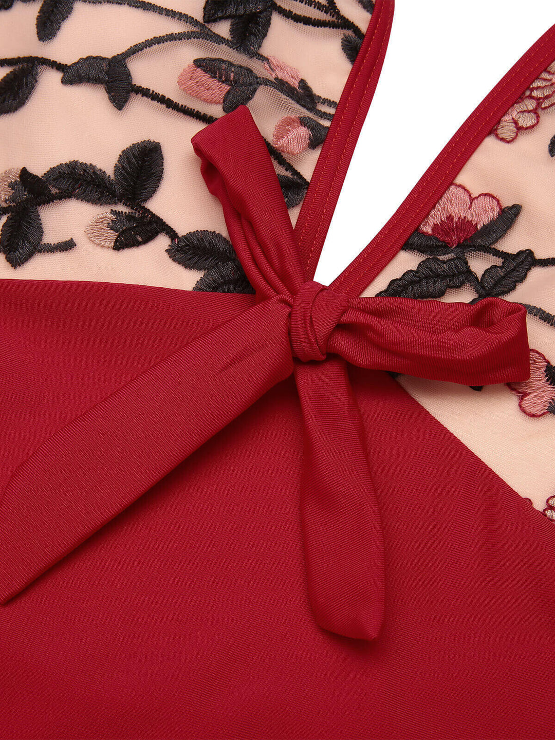 Wine Red Floral Backless Swimsuit: timeless style reimagined