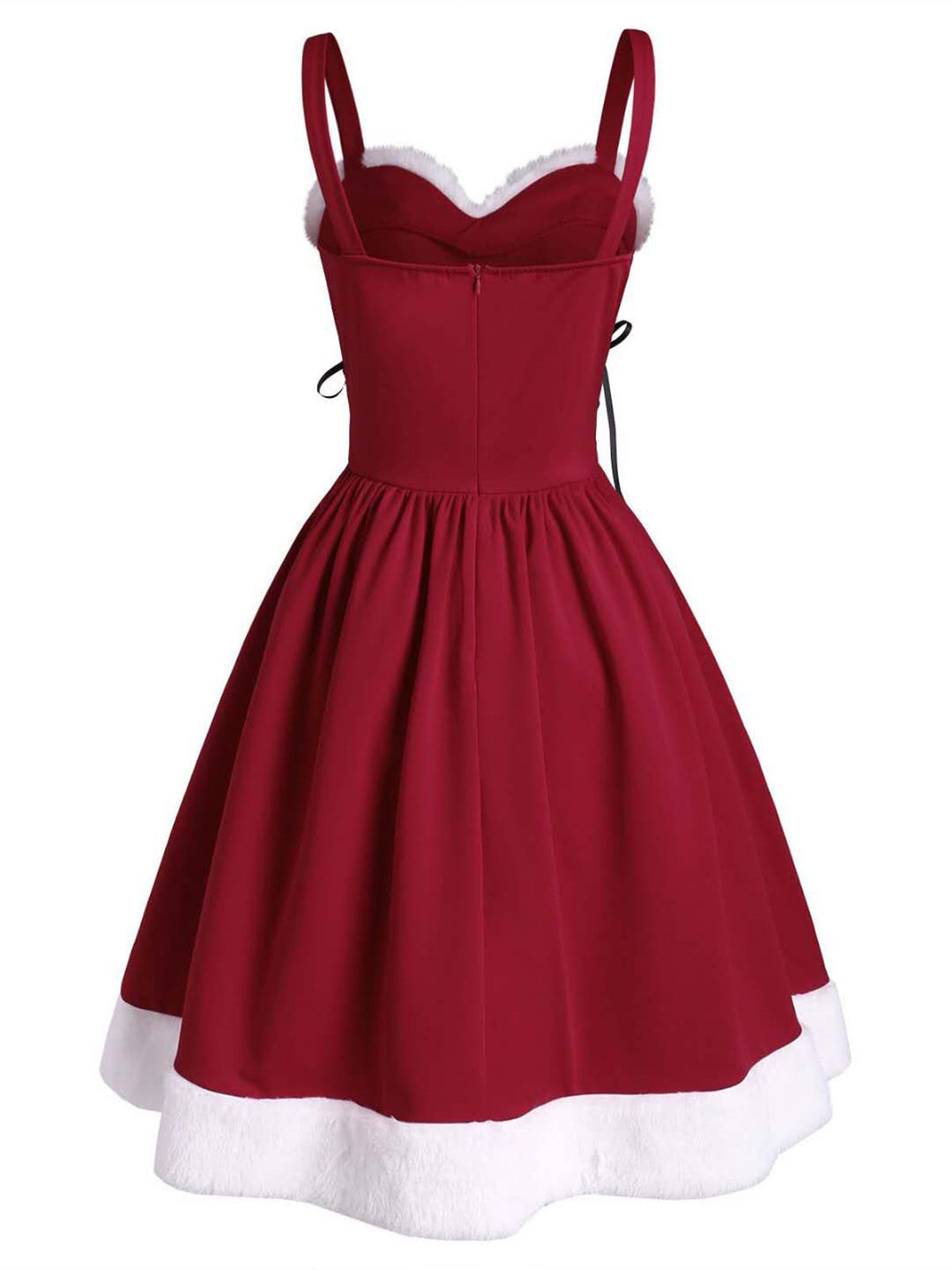 Wine Red 1950s Furry Swing Dress — vintage elegance for the modern woman