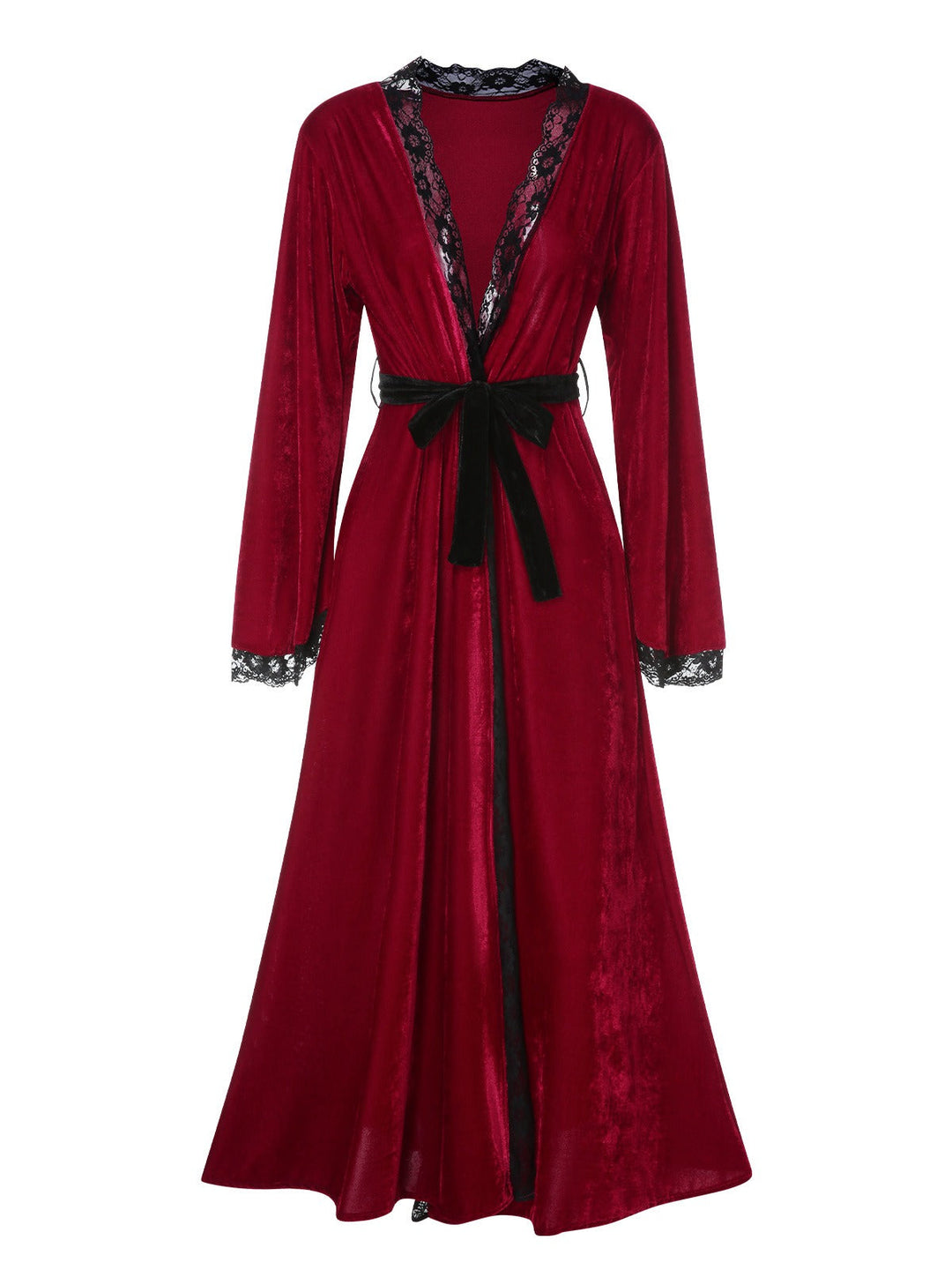 Wine Red Lace Patchwork Night Robe, vintage fashion, retro style - perfect for women who love vintage and retro fashion