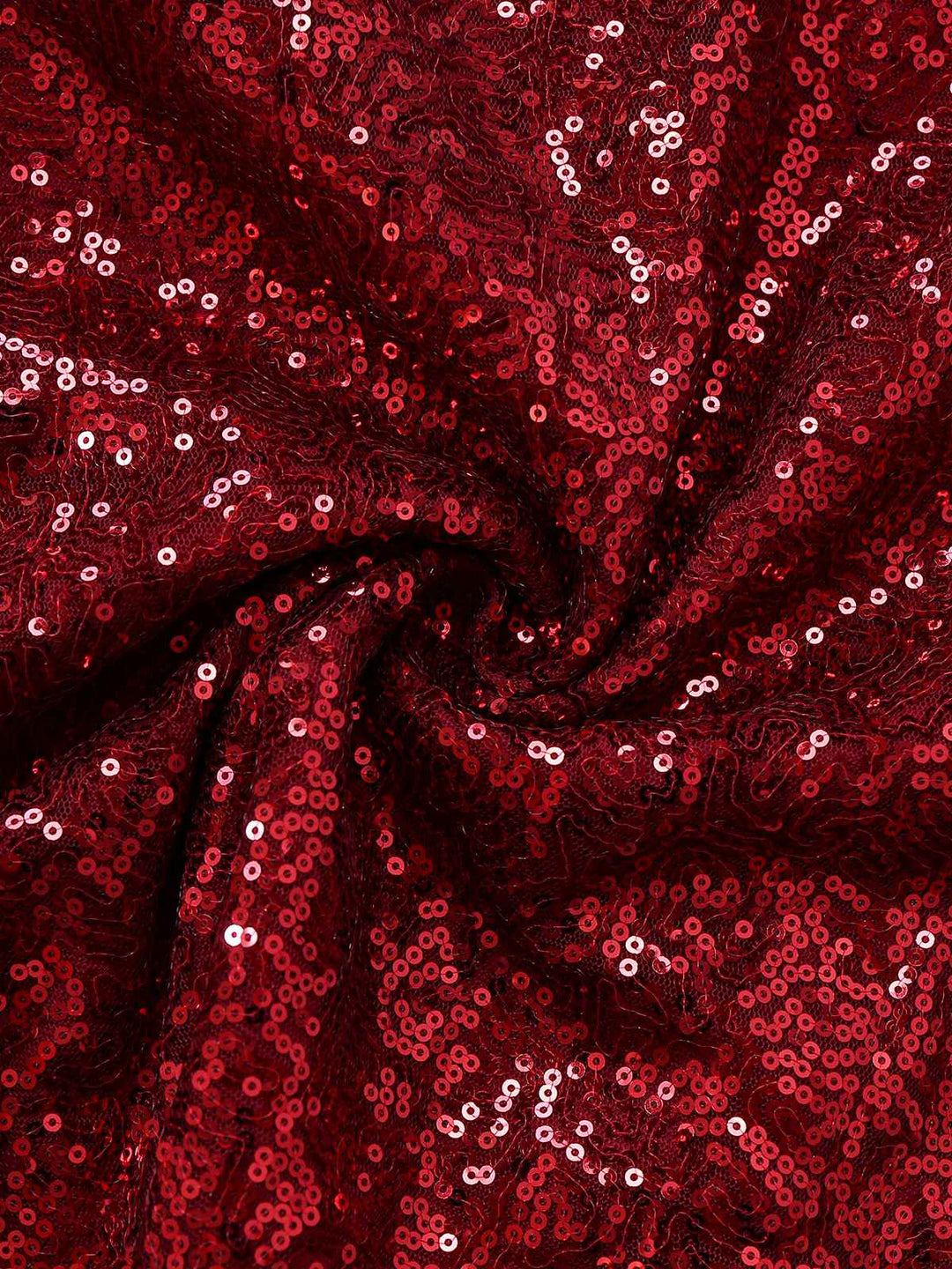 Wine Red 1950s Sequin Deep-V Mesh Dress - vintage dress, retro fashion, rockabilly
