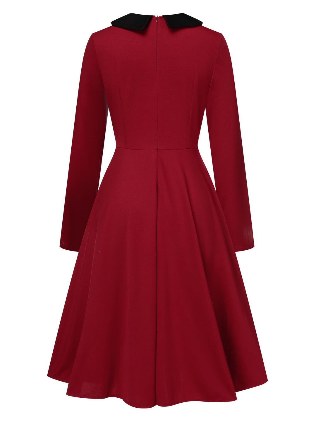 Wine Red 1950s Solid Rhinestone Lapel Dress, vintage dress, retro fashion, rockabilly, pin-up fashion - perfect for women who love vintage and retro fashion