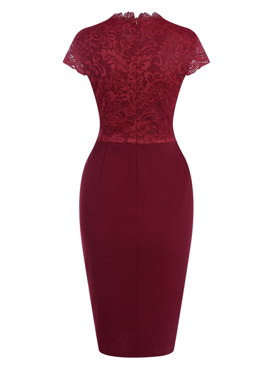 Wine Red 1960s Lace Patchwork Pencil Dress, vintage dress, retro fashion, lace detail - perfect for women who love vintage and retro fashion