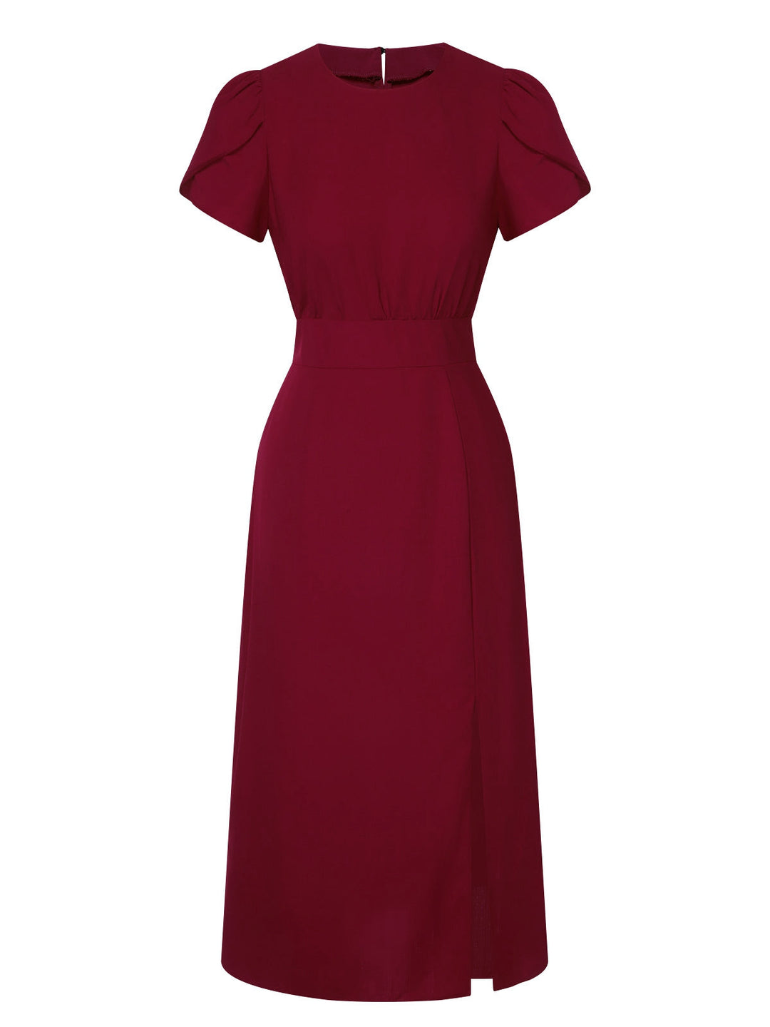 Wine Red 1960s Solid Side Slit Dress, vintage dress, retro fashion - perfect for women who love vintage and retro fashion