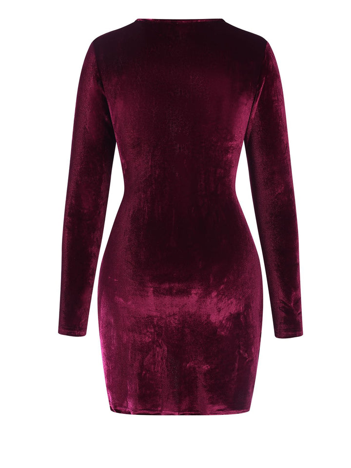 Wine Red 1960s Solid V-Neck Wrap Dress, vintage dress, retro fashion - perfect for women who love vintage and retro fashion