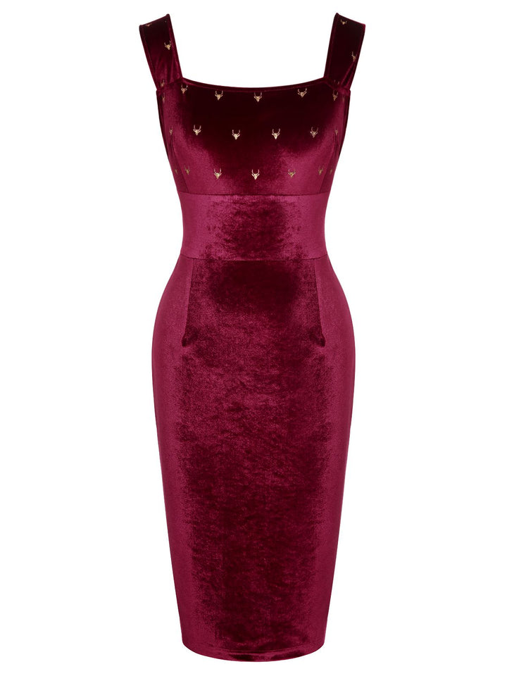 Wine Red 1960s Velvet Elk Bow Dress, vintage dress, retro fashion - perfect for women who love vintage and retro fashion