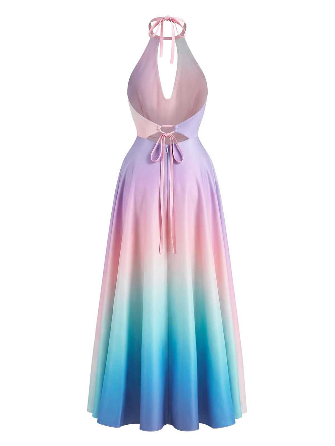 Y2K Cowl Neck Halter Sleeveless Gradient Dress | vintage dress, fashion, elegant style - perfect for fashion enthusiasts