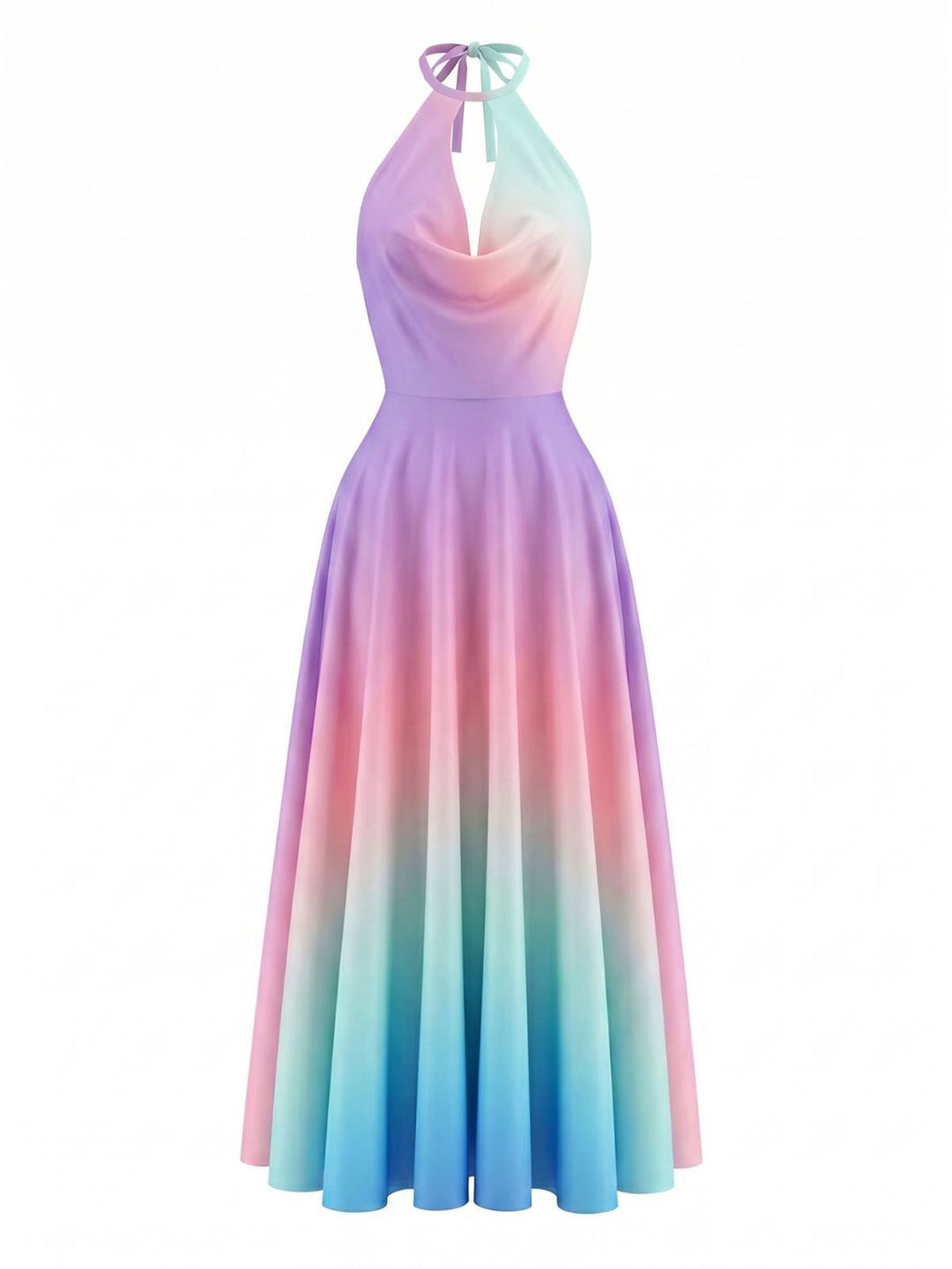 Y2K Cowl Neck Halter Sleeveless Gradient Dress, vintage dress, fashion - perfect for women who love vintage and fashion