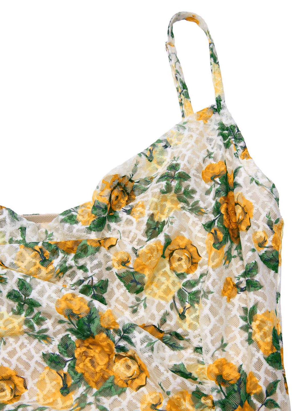Yellow 1930s Roses Cowl Neck Fishtail Ruched Dress, vintage dress, retro fashion - perfect for women who love vintage and retro fashion