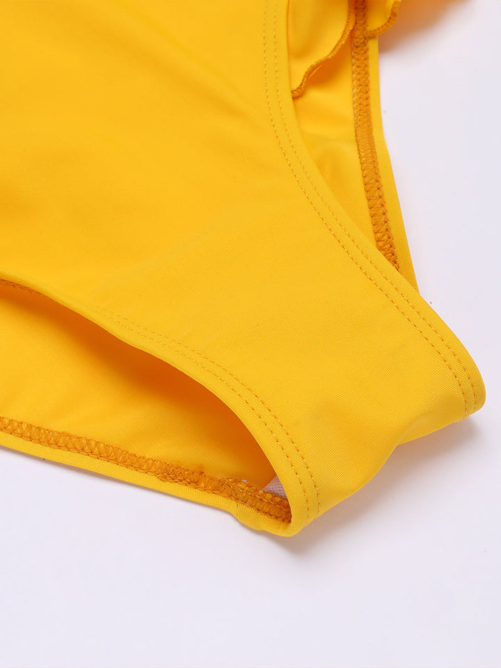 Yellow 1930s V-Neck One-piece Swimsuit: timeless style reimagined