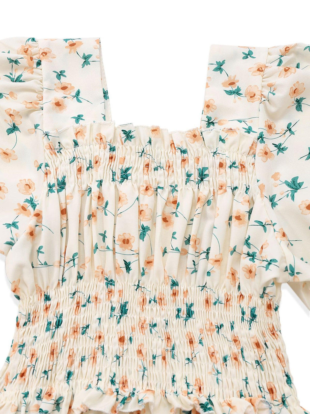 Yellow 1940s Floral Square Neck Dress - vintage dress, retro fashion