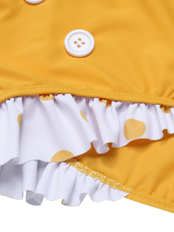 Yellow 1940s Polka Dot Ruffle Swimsuit, vintage swimsuit, pin-up swimwear - perfect for women who love vintage and retro fashion