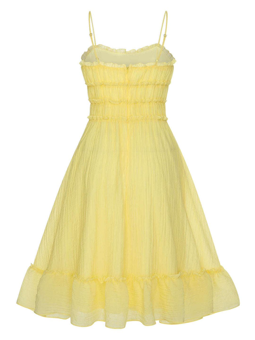 Yellow 1940s Spaghetti Strap Ruffle Hem Dress, vintage dress, retro fashion - perfect for women who love vintage and retro fashion
